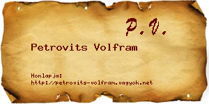 Petrovits Volfram névjegykártya